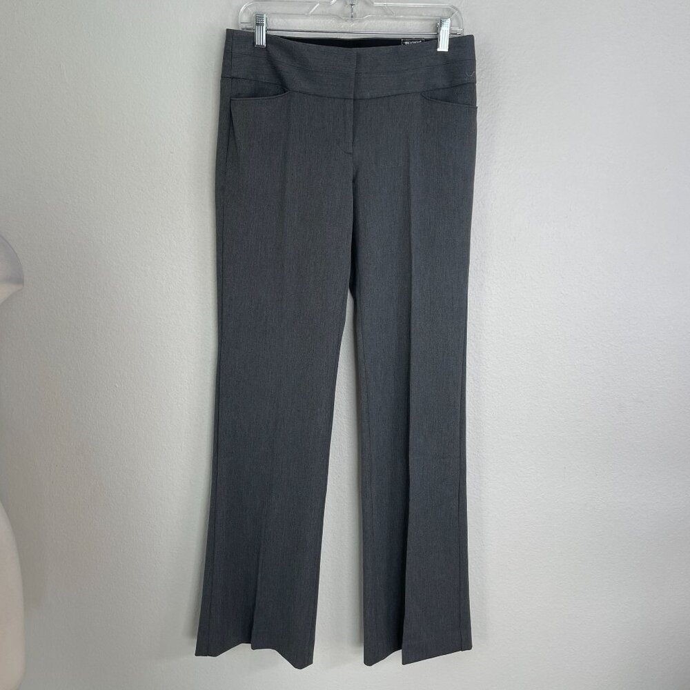 NEW Express Editor Womens 6‎ Long Flare Pants Gray Straight Through Hip Thigh